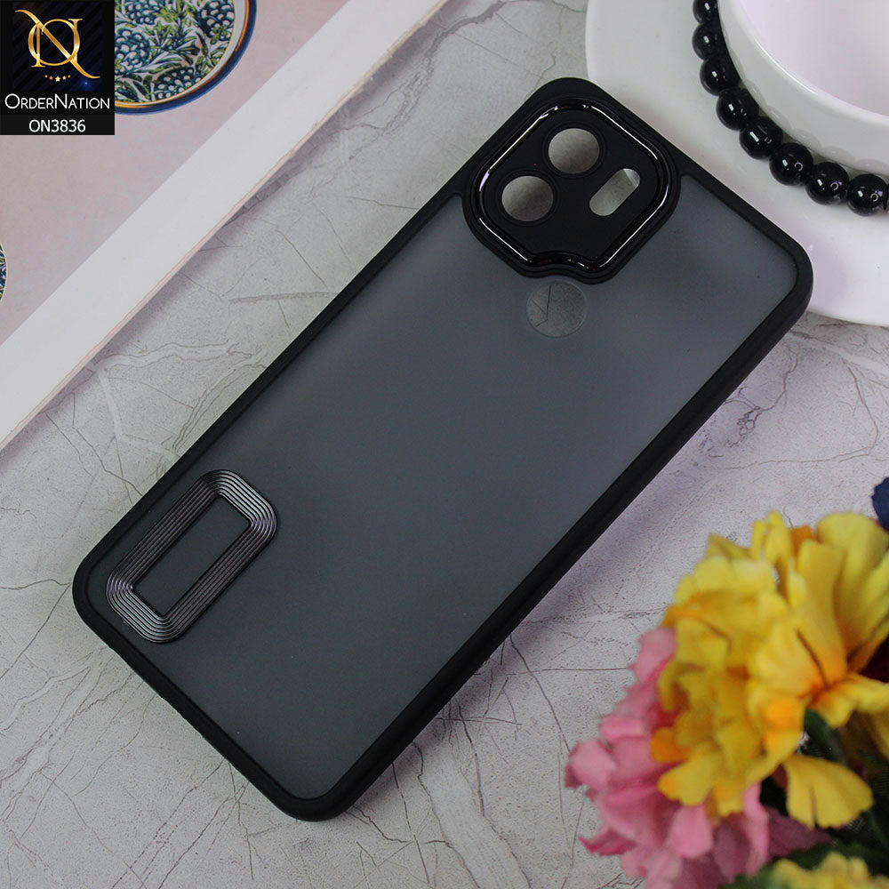 Xiaomi Redmi A1 Plus Cover - Black - New Crystal CD Crome Case With Electroplating Camera Ring Soft Silicone Case