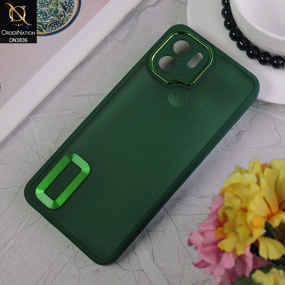 Xiaomi Redmi A1 Plus Cover - Green - New Crystal CD Crome Case With Electroplating Camera Ring Soft Silicone Case