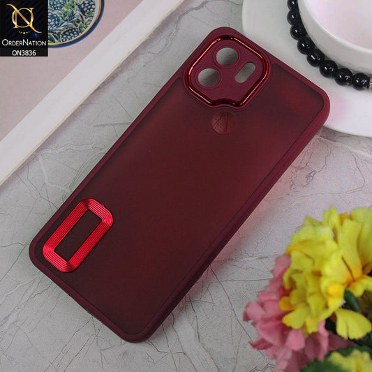 Xiaomi Poco C50 Cover - Maroon - New Crystal CD Crome Case With Electroplating Camera Ring Soft Silicone Case