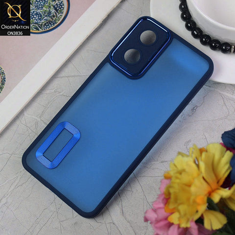 Vivo Y02s Cover - Blue - New Crystal CD Crome Case With Electroplating Camera Ring Soft Silicone Case