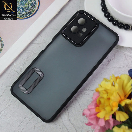 Vivo S15e Cover - Black - New Crystal CD Crome Case With Electroplating Camera Ring Soft Silicone Case