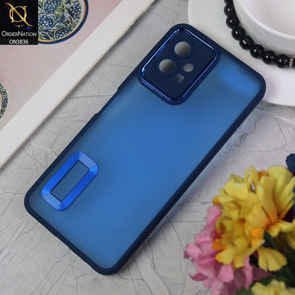 Vivo Y12s Cover - Blue - New Crystal CD Crome Case With Electroplating Camera Ring Soft Silicone Case