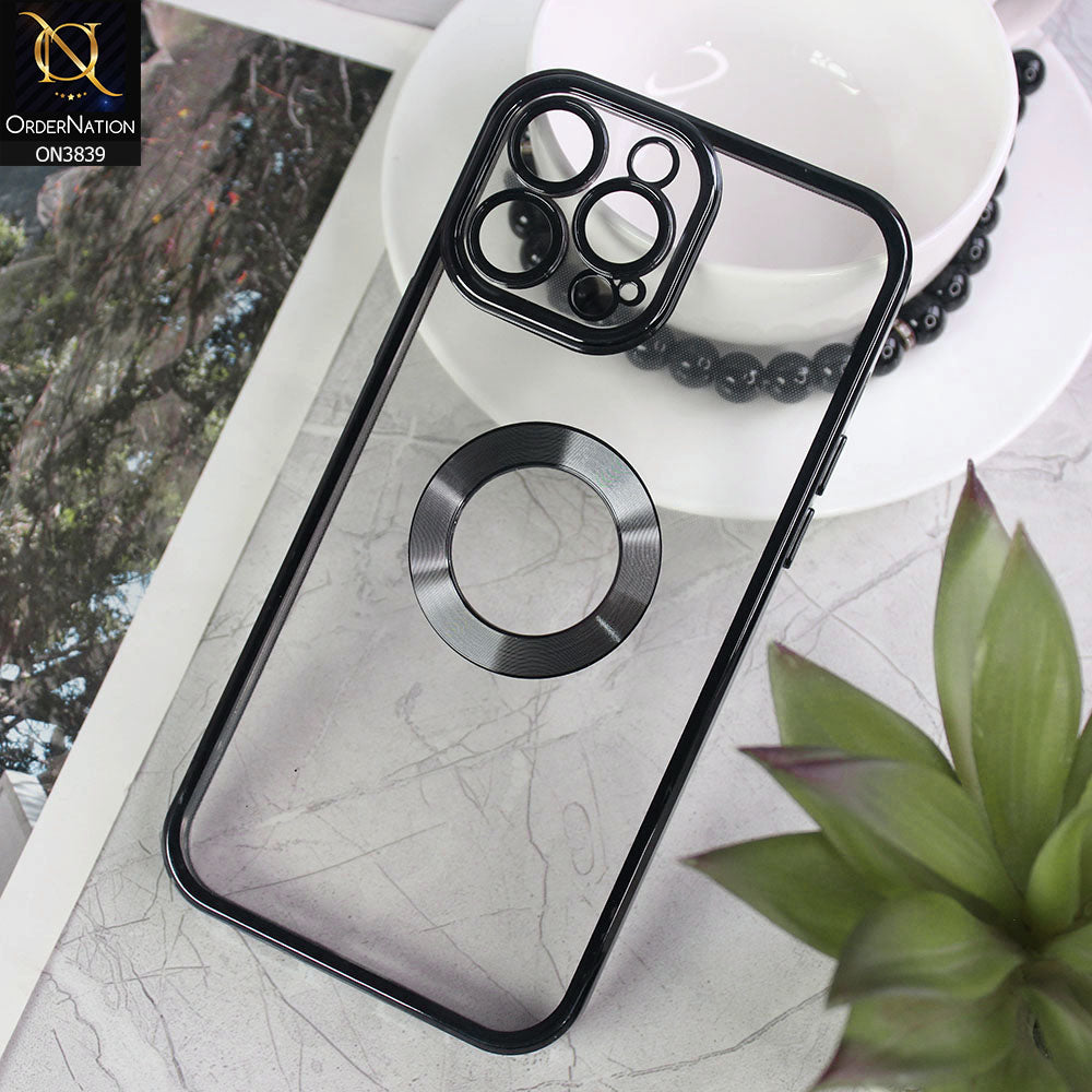 iPhone 14 Pro Max Cover - Black - New Soft Color Borders Logo Hole With Camera Lense Protection Clear Back Case