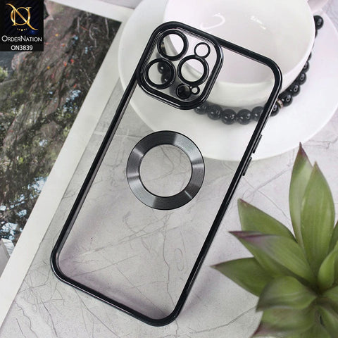 iPhone 14 Pro Cover - Black - New Soft Color Borders Logo Hole With Camera Lense Protection Clear Back Case