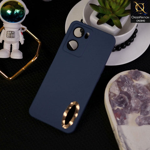 Oppo A57e Cover - Blue - Soft Silicone Camera Lense Protector Chrome Logo Hole Case