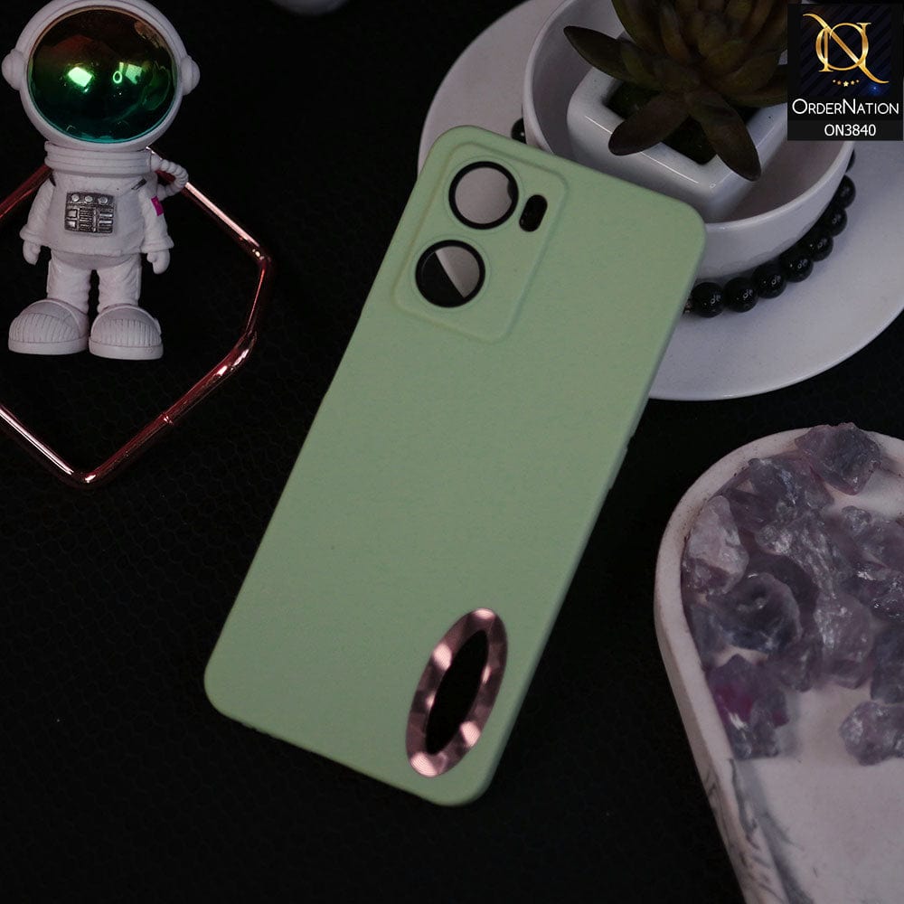 Oppo A57s Cover - Light Green - Soft Silicone Camera Lense Protector Chrome Logo Hole Case