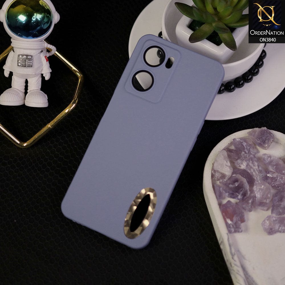 Oppo A57e Cover - Stone Blue - Soft Silicone Camera Lense Protector Chrome Logo Hole Case