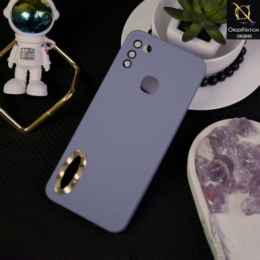 Infinix Hot 10 Play Cover - Stone Blue - Soft Silicone Camera Lense Protector Chrome Logo Hole Case