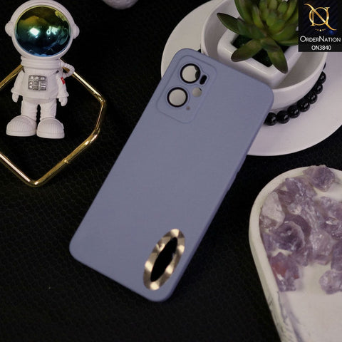 Oppo A76 Cover - Stone Blue - Soft Silicone Camera Lense Protector Chrome Logo Hole Case