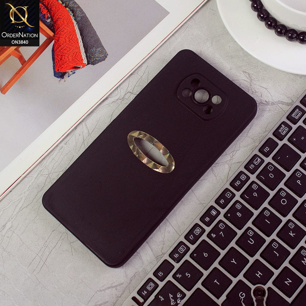 Xiaomi Poco X3 Cover - Black - Soft Silicone Camera Lense Protector Chrome Logo Hole Case