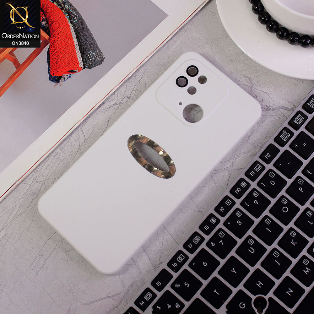 Xiaomi Redmi 10C Cover - White - Soft Silicone Camera Lense Protector Chrome Logo Hole Case