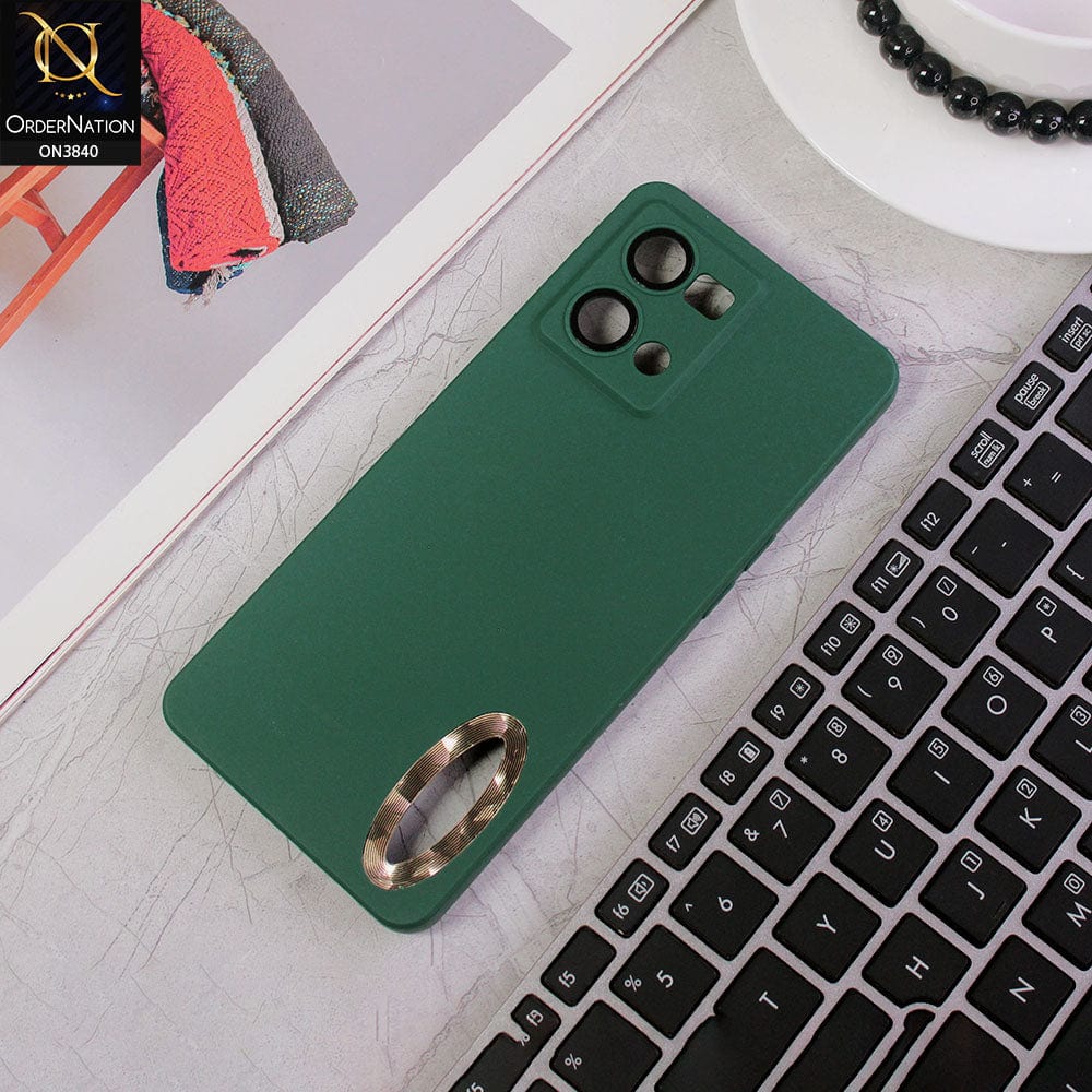 Oppo F21 Pro 4G Cover - Green - Soft Silicone Camera Lense Protector Chrome Logo Hole Case