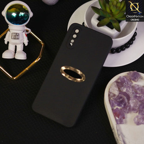 Vivo S1 Cover - Black - Soft Silicone Camera Lense Protector Chrome Logo Hole Case