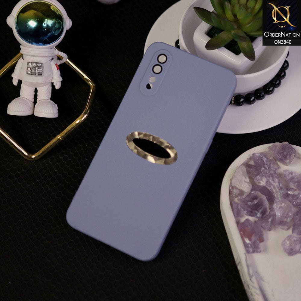 Vivo S1 Cover - Stone Blue - Soft Silicone Camera Lense Protector Chrome Logo Hole Case