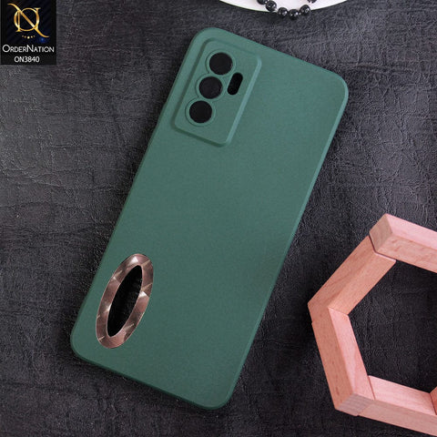 Vivo V23e 5G Cover - Dark Green - Soft Silicone Camera Lense Protector Chrome Logo Hole Case