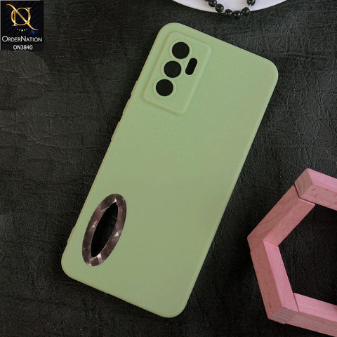 Vivo V23e Cover - Light Green - Soft Silicone Camera Lense Protector Chrome Logo Hole Case