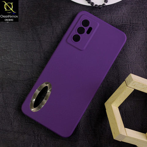 Vivo V23e Cover - Purple - Soft Silicone Camera Lense Protector Chrome Logo Hole Case