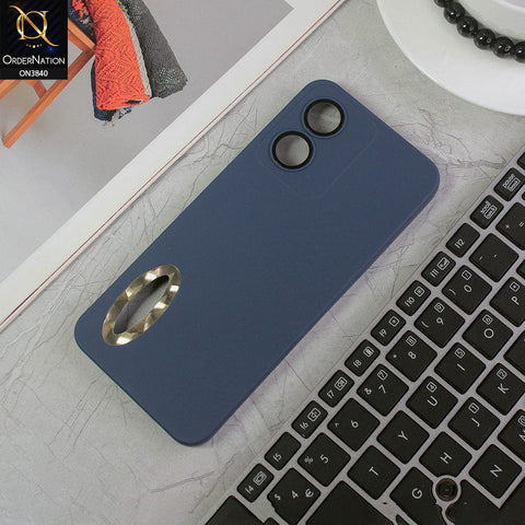 Vivo Y02s Cover - Blue - Soft Silicone Camera Lense Protector Chrome Logo Hole Case