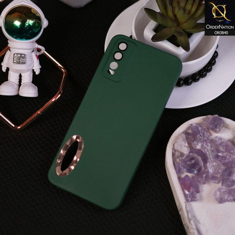 Vivo Y12s Cover - Dark Green - Soft Silicone Camera Lense Protector Chrome Logo Hole Case