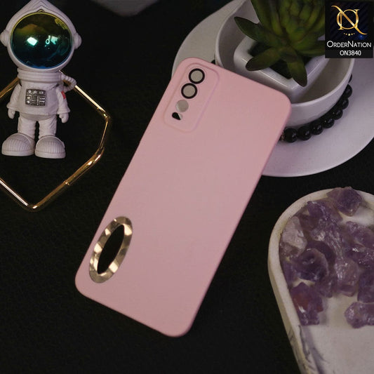 Vivo Y20 Cover - Pink - Soft Silicone Camera Lense Protector Chrome Logo Hole Case