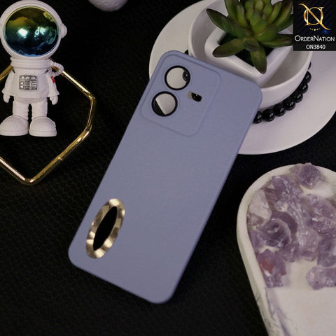 Vivo Y22s Cover - Stone Blue - Soft Silicone Camera Lense Protector Chrome Logo Hole Case