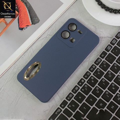 Vivo Y35 Cover - Blue - Soft Silicone Camera Lense Protector Chrome Logo Hole Case