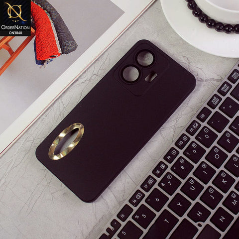 Vivo S15e Cover - Black - Soft Silicone Camera Lense Protector Chrome Logo Hole Case