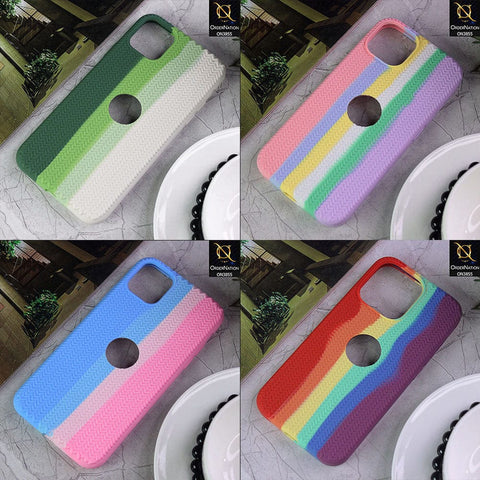 iPhone 13 Cover - White - New Ziggy Design Rainbow Series Soft Silicone Logo Hole Case