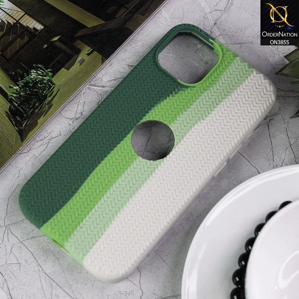 iPhone 13 Cover - Green - New Ziggy Design Rainbow Series Soft Silicone Logo Hole Case