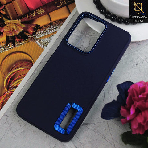 Oppo A57 4G 2022 Cover - Blue - New Soft Silicone Electroplating Camera Ring Chrome Logo Hole Case