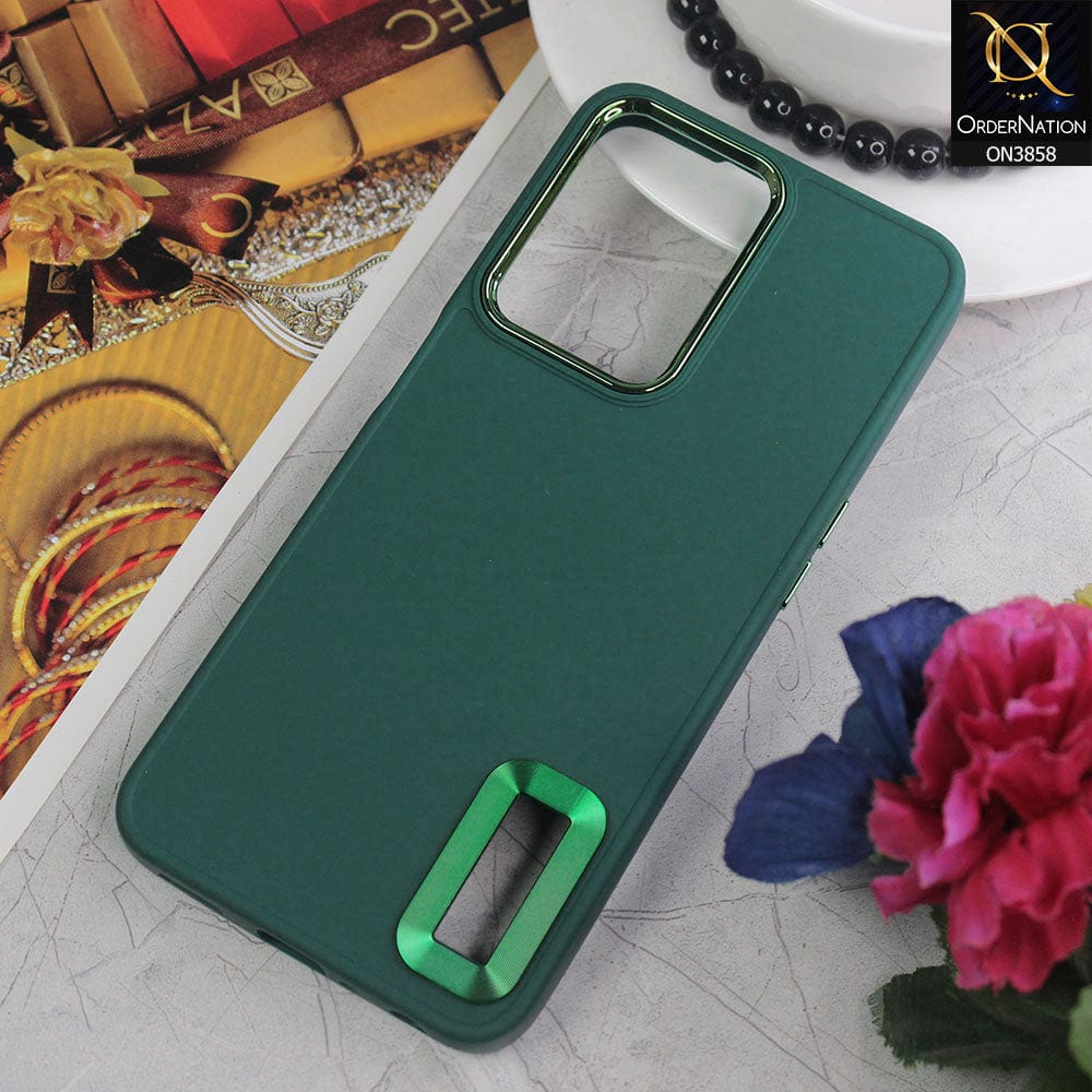 Oppo A77s Cover - Green - New Soft Silicone Electroplating Camera Ring Chrome Logo Hole Case