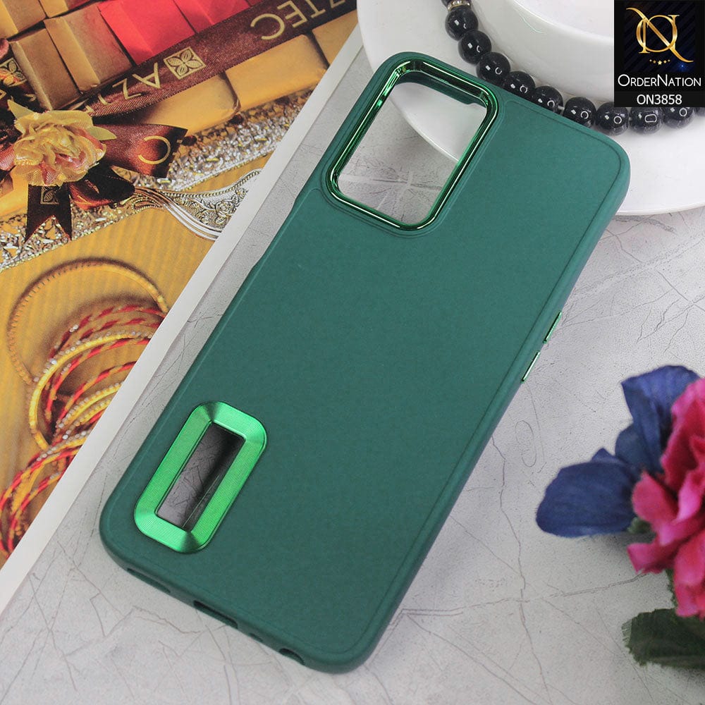 Oppo A36 Cover - Green - New Soft Silicone Electroplating Camera Ring Chrome Logo Hole Case