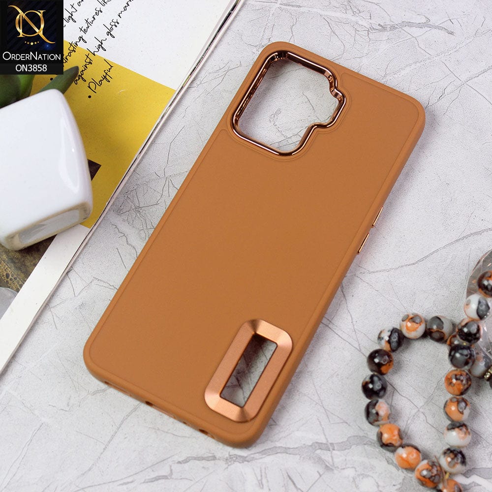 Xiaomi Poco X3  Cover - Brown - New Soft Silicone Electroplating Camera Ring Chrome Logo Hole Case