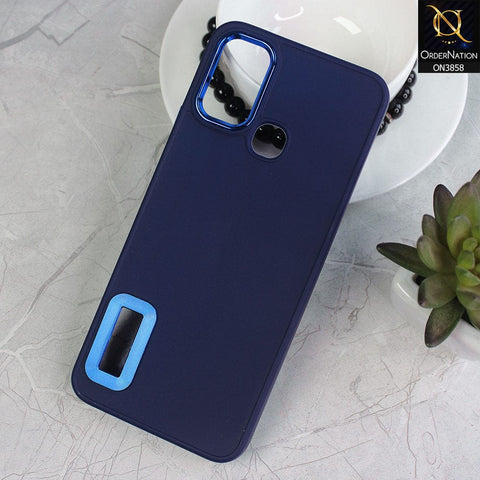 Infinix Hot 9 Play Cover - Blue - New Soft Silicone Electroplating Camera Ring Chrome Logo Hole Case