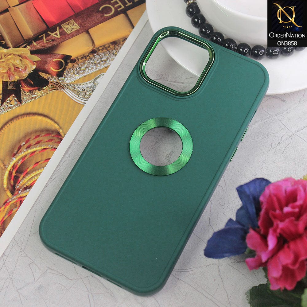 iPhone 13 Pro Max Cover - Green - New Soft Silicone Electroplating Camera Ring Chrome Logo Hole Case