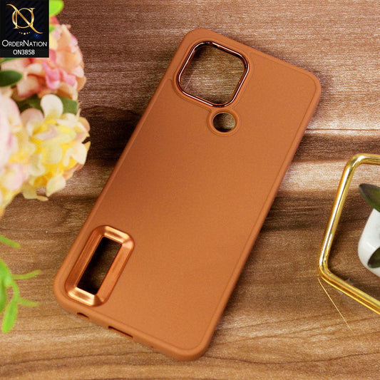 Xiaomi Poco C50 Cover - Brown - New Soft Silicone Electroplating Camera Ring Chrome Logo Hole Case