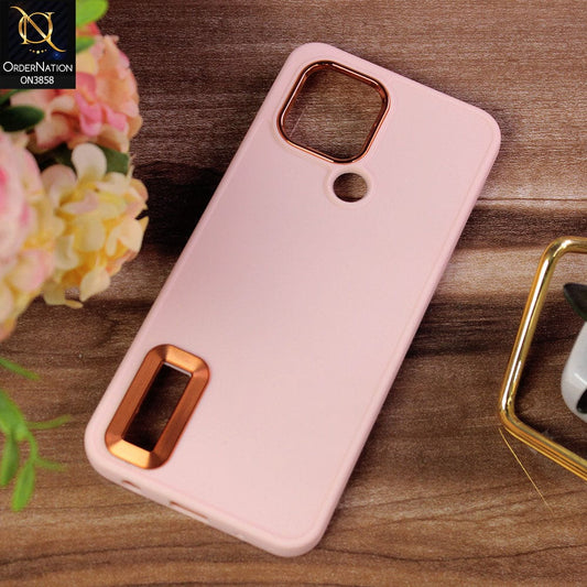 Xiaomi Poco C50 Cover - Pink - New Soft Silicone Electroplating Camera Ring Chrome Logo Hole Case