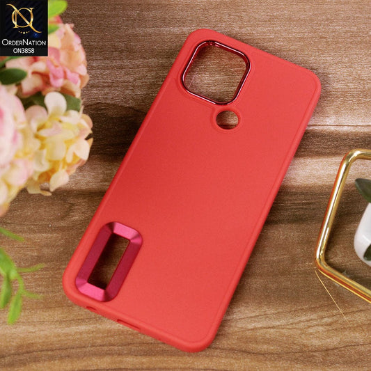 Xiaomi Poco C50 Cover - Red - New Soft Silicone Electroplating Camera Ring Chrome Logo Hole Case