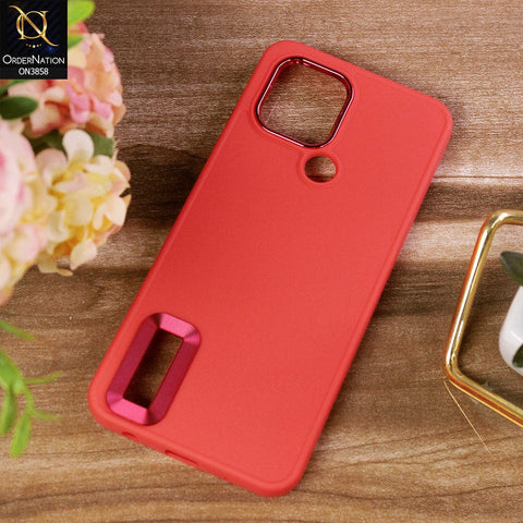 Xiaomi Poco C50 Cover - Red - New Soft Silicone Electroplating Camera Ring Chrome Logo Hole Case