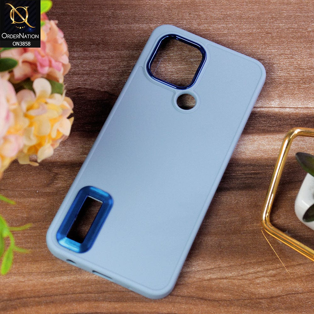 Xiaomi Poco C50 Cover - Stone Blue - New Soft Silicone Electroplating Camera Ring Chrome Logo Hole Case