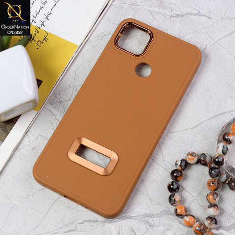 Xiaomi Redmi 10A Cover - Brown - New Soft Silicone Electroplating Camera Ring Chrome Logo Hole Case