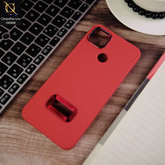 Xiaomi Redmi 10A Cover - Red -  New Soft Silicone Electroplating Camera Ring Chrome Logo Hole Case