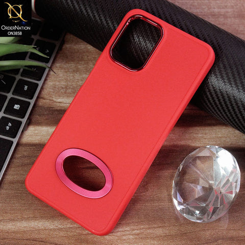 Samsung Galaxy A12 Cover - Red - New Soft Silicone Electroplating Camera Ring Chrome Logo Hole Case