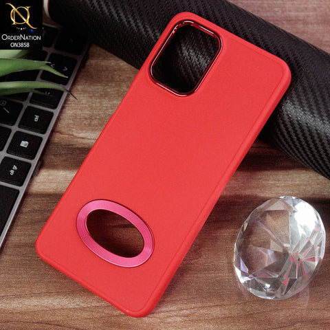 Samsung Galaxy A13 Cover - Red - New Soft Silicone Electroplating Camera Ring Chrome Logo Hole Case