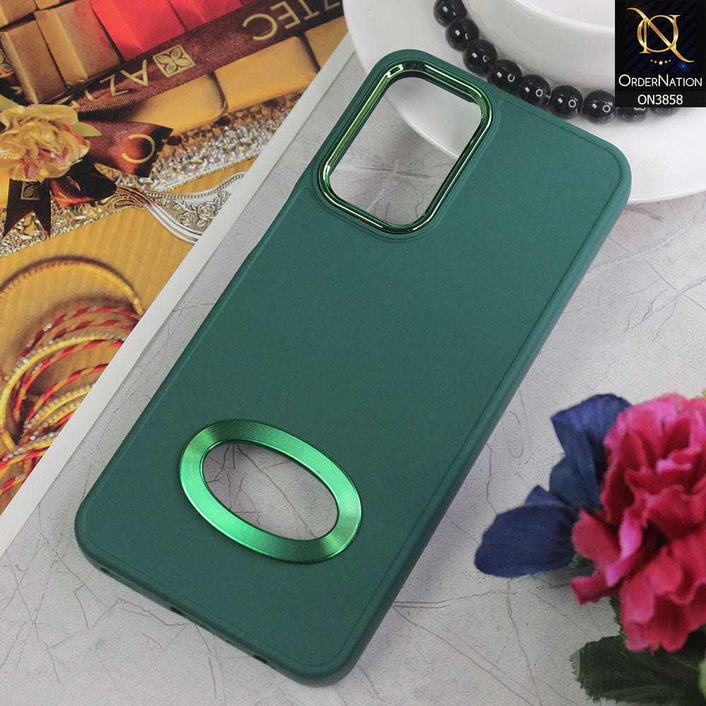 Samsung Galaxy A23 Cover - Green - New Soft Silicone Electroplating Camera Ring Chrome Logo Hole Case