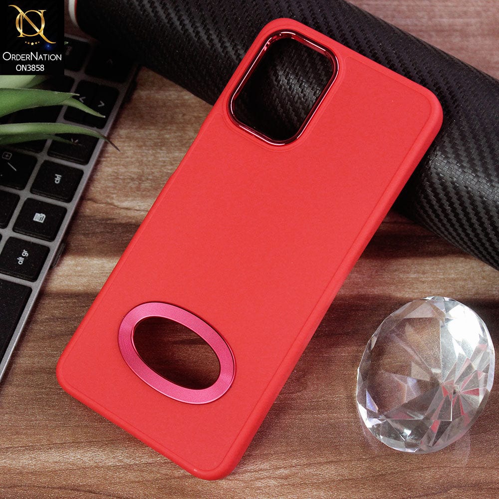 Samsung Galaxy A52 Cover - Red - New Soft Silicone Electroplating Camera Ring Chrome Logo Hole Case