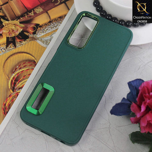 Vivo Y20T Cover - Green - New Soft Silicone Electroplating Camera Ring Chrome Logo Hole Case