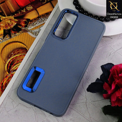 Vivo Y12s Cover - Stone Blue - New Soft Silicone Electroplating Camera Ring Chrome Logo Hole Case