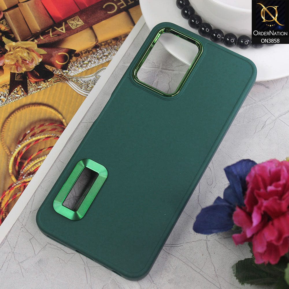 Vivo Y21G Cover - Green - New Soft Silicone Electroplating Camera Ring Chrome Logo Hole Case