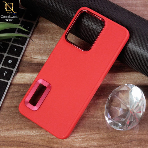 Vivo Y33s Cover - Red - New Soft Silicone Electroplating Camera Ring Chrome Logo Hole Case